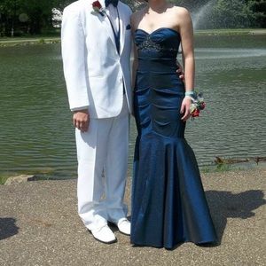 Midnight Blue Mermaid Prom Dress